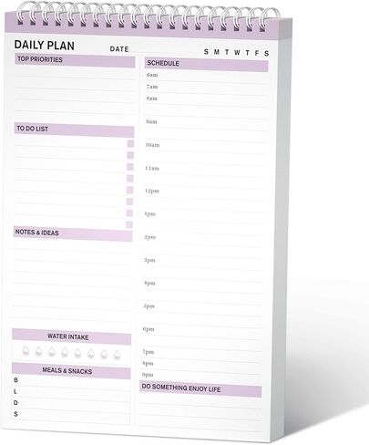 مخطط يومي، مذكرة تمزيق قائمة المهام، مخطط غير مؤرخ، مخطط حلزوني كل ساعة للقيام بقائمة دفتر الملاحظات، مخطط صندوق الوقت مع غطاء صلب من البولي فينيل كلوريد، 7 × 10 بوصة، 80 ورقة (أخضر) in Kuwait