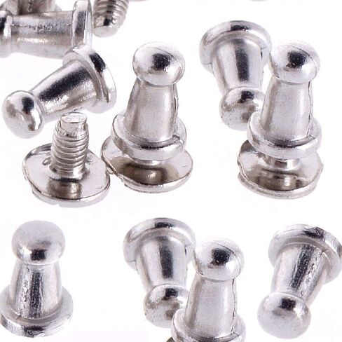 RUBYCA 30 Sets Silver Head Button Studs and Posts, Metal Screwback Studs, Chicago Screws for Leather Crafting 9mm X 6mm in Saudi Arabia
