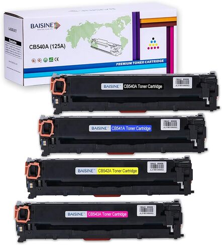 خرطوشة حبر بديلة متوافقة لطابعة HP 125A CB540A، سماوي، أرجواني، أصفر، أسود، 4 عبوات in Kuwait