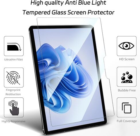 ZenRich [عبوة من قطعتين واقي شاشة من الزجاج المقوى المضاد للضوء الأزرق لجهاز Surface Pro 11 /Pro 10 /Pro 9 /Surface Pro 8 /Surface Pro X مع صلابة مضادة للوهج/ 9H/خالية من الفقاعات/صديقة للحافظة، متوافق مع القلم in Kuwait