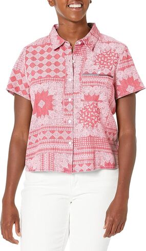 Tommy Hilfiger Women's Collared Shirt Button Up Bandana Chambray Shirt in Saudi Arabia