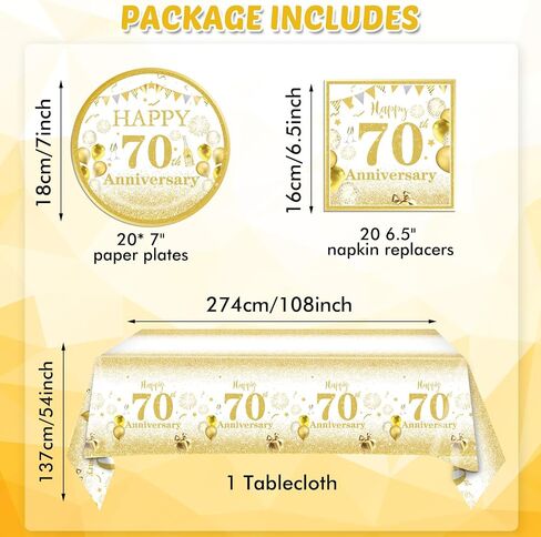 Gold Birthday Decorations 70th Party Tableware Set 1954 70th Theme Birthday Party Table Decoration Supplies Cheers to 70 Years Paper Plate Napkin Tablecloth for Birthday Anniversary Party Supplies in Saudi Arabia