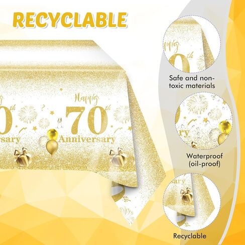 Gold Birthday Decorations 70th Party Tableware Set 1954 70th Theme Birthday Party Table Decoration Supplies Cheers to 70 Years Paper Plate Napkin Tablecloth for Birthday Anniversary Party Supplies in Saudi Arabia