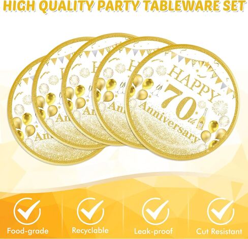 Gold Birthday Decorations 70th Party Tableware Set 1954 70th Theme Birthday Party Table Decoration Supplies Cheers to 70 Years Paper Plate Napkin Tablecloth for Birthday Anniversary Party Supplies in Saudi Arabia