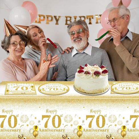 Gold Birthday Decorations 70th Party Tableware Set 1954 70th Theme Birthday Party Table Decoration Supplies Cheers to 70 Years Paper Plate Napkin Tablecloth for Birthday Anniversary Party Supplies in Saudi Arabia