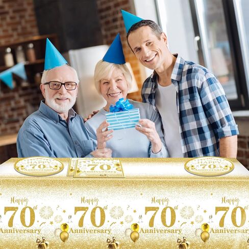 Gold Birthday Decorations 70th Party Tableware Set 1954 70th Theme Birthday Party Table Decoration Supplies Cheers to 70 Years Paper Plate Napkin Tablecloth for Birthday Anniversary Party Supplies in Saudi Arabia