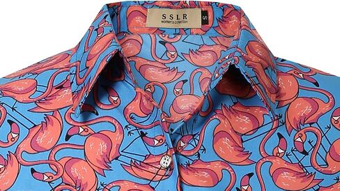 SSLR Women's Printed Short Sleeve Casual Button Down Hawaiian Shirt in Saudi Arabia
