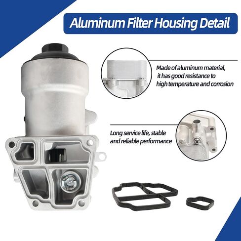 مجموعة مبيت فلتر مبرد زيت الألومنيوم متوافقة مع VW Amarok Passat 2012-2014، متوافقة مع Audi A3 Q3 2012-2014، 2.0 لتر ديزل، مجموعة مبيت فلتر زيت مبرد الزيت # 03L115389H 03L115389B in Kuwait