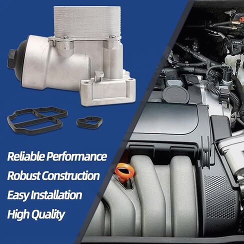 مجموعة مبيت فلتر مبرد زيت الألومنيوم متوافقة مع VW Amarok Passat 2012-2014، متوافقة مع Audi A3 Q3 2012-2014، 2.0 لتر ديزل، مجموعة مبيت فلتر زيت مبرد الزيت # 03L115389H 03L115389B in Kuwait