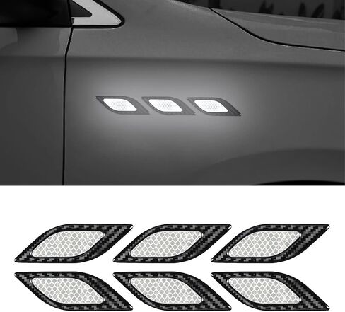 6PCS Car Fender Hood Bumper Reflective Decal Safety Warning Stripe Stickers Car Protection Body Stickers Decoration Universal Black-Blue in Saudi Arabia