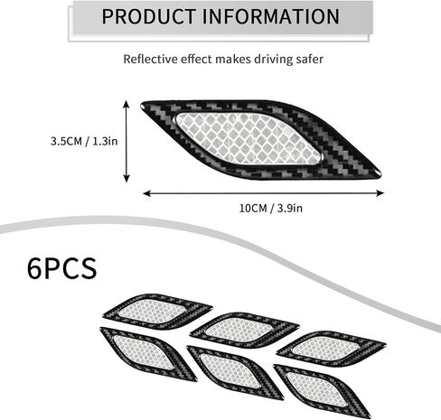 6PCS Car Fender Hood Bumper Reflective Decal Safety Warning Stripe Stickers Car Protection Body Stickers Decoration Universal Black-Blue in Saudi Arabia
