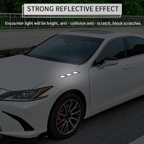 6PCS Car Fender Hood Bumper Reflective Decal Safety Warning Stripe Stickers Car Protection Body Stickers Decoration Universal Black-Blue in Saudi Arabia