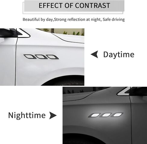 6PCS Car Fender Hood Bumper Reflective Decal Safety Warning Stripe Stickers Car Protection Body Stickers Decoration Universal Black-Blue in Saudi Arabia