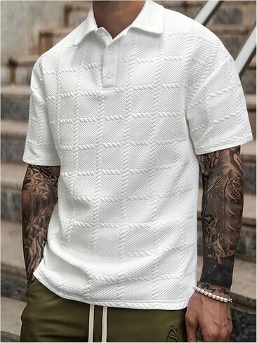 SOLY HUX Short Sleeve Work Shirts for Men Knitted Collared Neck Casual Tennis T-Shirt Tops in Saudi Arabia