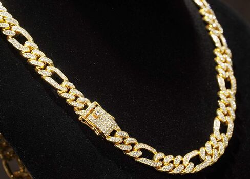 سلسلة ذهبية هالوكاكا للرجال مثلجة، سلسلة ذهبية 12 مم للرجال ميامي 18 قيراط مطلية بالذهب الحقيقي/بلاتينيوم مطلي بالذهب الأبيض، سوار قلادة على شكل قلادة، مجموعة كاملة من قطع الماس تشيكوسلوفاكيا، هدية له in Kuwait