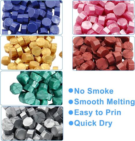 Murtenze 600Pcs Gold Sealing Wax Beads, Octagon Wax Seal Beads for Wax Stamp Sealing, Perfect for Gift Sealing Envelopes Invitations Wine Packages Invitations Cards Sealing Crafts in Saudi Arabia