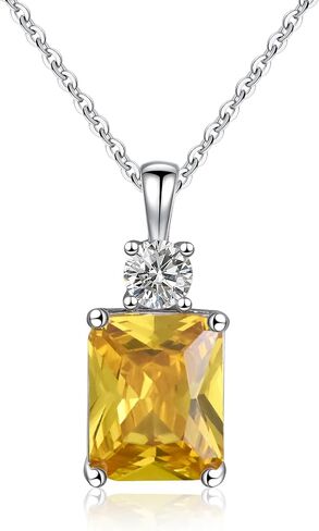 Yellow Diamond Sterling Silver Necklaces for Women Crystal Pendant Necklace Cubic Zirconia Necklace for Women Gift in Saudi Arabia