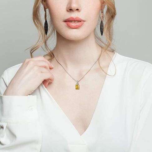 Yellow Diamond Sterling Silver Necklaces for Women Crystal Pendant Necklace Cubic Zirconia Necklace for Women Gift in Saudi Arabia