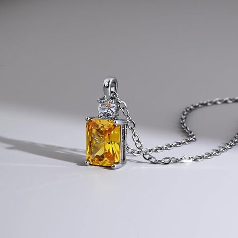 Yellow Diamond Sterling Silver Necklaces for Women Crystal Pendant Necklace Cubic Zirconia Necklace for Women Gift in Saudi Arabia