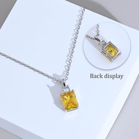 Yellow Diamond Sterling Silver Necklaces for Women Crystal Pendant Necklace Cubic Zirconia Necklace for Women Gift in Saudi Arabia