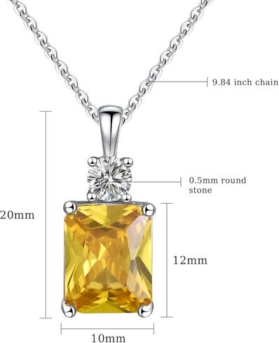 Yellow Diamond Sterling Silver Necklaces for Women Crystal Pendant Necklace Cubic Zirconia Necklace for Women Gift in Saudi Arabia