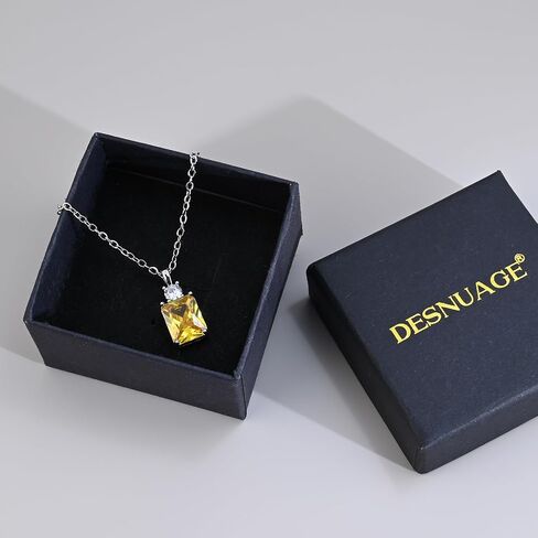 Yellow Diamond Sterling Silver Necklaces for Women Crystal Pendant Necklace Cubic Zirconia Necklace for Women Gift in Saudi Arabia