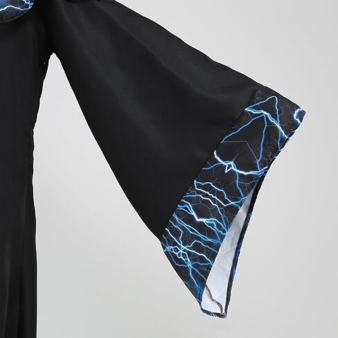 GRAJTCIN Mens Wizard Costume Halloween Lightning Sorcerer Robe Medival Wizard Hooded Gown in Saudi Arabia