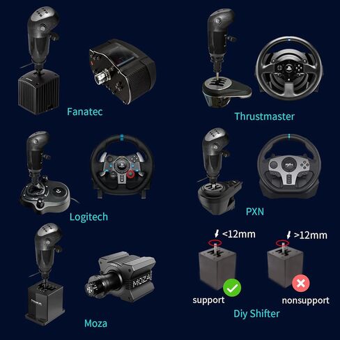 مقبض ناقل الحركة USB لمحاكاة الشاحنة باليد اليسرى من HCXLELD لـ ATS وETS2 متوافق مع Logitech G25 G27 G29 G920 G923 Thrustmaster TH8A Fanatec SQ Moza PXN أو محول DIY آخر in Kuwait