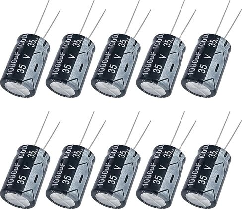 10 قطع 1000 فائق التوهج 35 فولت، مكثفات كهربائية من الألومنيوم، 13 × 21 ملم in Kuwait