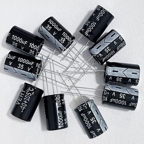 10 قطع 1000 فائق التوهج 35 فولت، مكثفات كهربائية من الألومنيوم، 13 × 21 ملم in Kuwait
