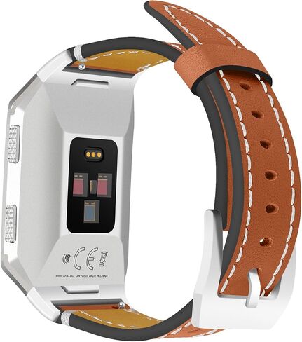 For Fitbit Ionic Band Leather, Fitbit Ionic Leather Band Smart Watch Adjustable Replacement Band with Metal Classic Bracelet Buckle Clasp Wrist Band for Fitbit Ionic Fitness Accessories in Saudi Arabia