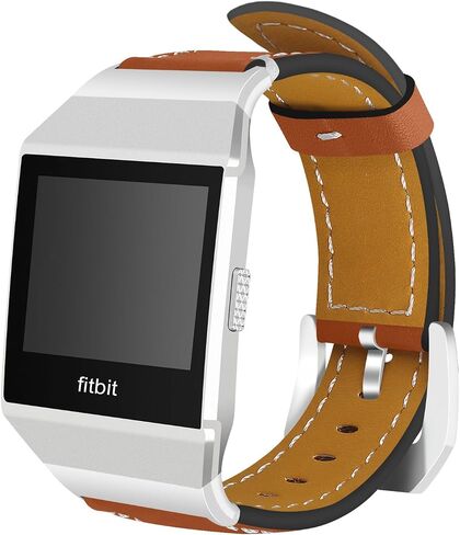 For Fitbit Ionic Band Leather, Fitbit Ionic Leather Band Smart Watch Adjustable Replacement Band with Metal Classic Bracelet Buckle Clasp Wrist Band for Fitbit Ionic Fitness Accessories in Saudi Arabia