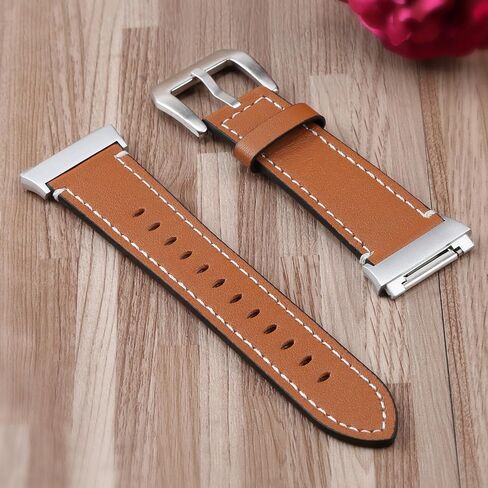 For Fitbit Ionic Band Leather, Fitbit Ionic Leather Band Smart Watch Adjustable Replacement Band with Metal Classic Bracelet Buckle Clasp Wrist Band for Fitbit Ionic Fitness Accessories in Saudi Arabia