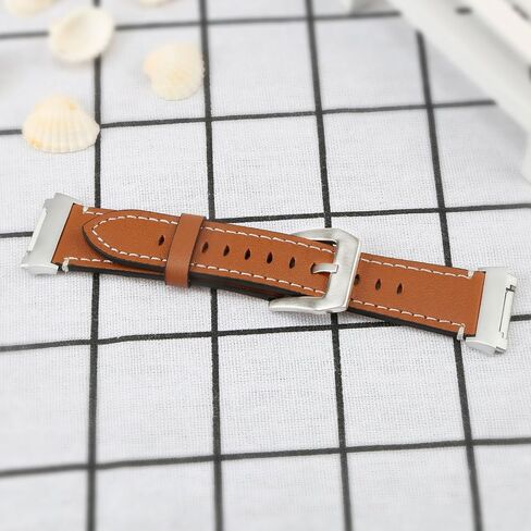 For Fitbit Ionic Band Leather, Fitbit Ionic Leather Band Smart Watch Adjustable Replacement Band with Metal Classic Bracelet Buckle Clasp Wrist Band for Fitbit Ionic Fitness Accessories in Saudi Arabia