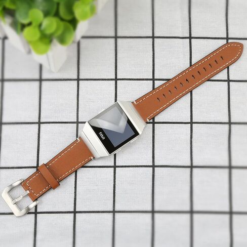 For Fitbit Ionic Band Leather, Fitbit Ionic Leather Band Smart Watch Adjustable Replacement Band with Metal Classic Bracelet Buckle Clasp Wrist Band for Fitbit Ionic Fitness Accessories in Saudi Arabia