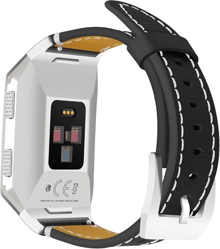 For Fitbit Ionic Band Leather, Fitbit Ionic Leather Band Smart Watch Adjustable Replacement Band with Metal Classic Bracelet Buckle Clasp Wrist Band for Fitbit Ionic Fitness Accessories in Saudi Arabia
