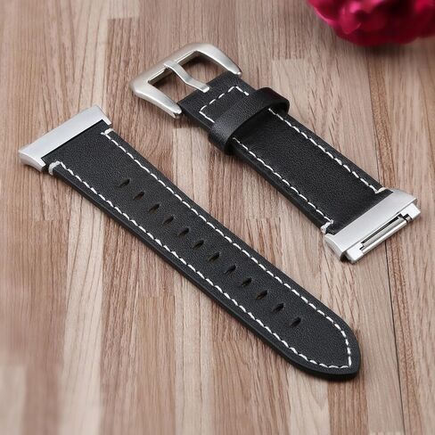 For Fitbit Ionic Band Leather, Fitbit Ionic Leather Band Smart Watch Adjustable Replacement Band with Metal Classic Bracelet Buckle Clasp Wrist Band for Fitbit Ionic Fitness Accessories in Saudi Arabia