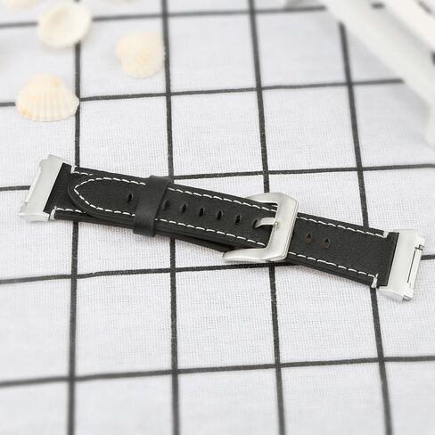 For Fitbit Ionic Band Leather, Fitbit Ionic Leather Band Smart Watch Adjustable Replacement Band with Metal Classic Bracelet Buckle Clasp Wrist Band for Fitbit Ionic Fitness Accessories in Saudi Arabia