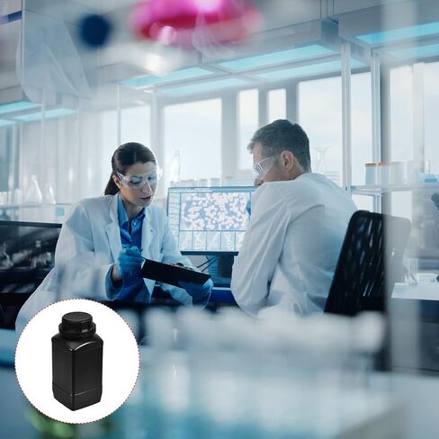 YOKIVE 1 Pcs Lab Reagent Bottle, Plastic Container with Wide Mouth | Chemical Sample Sealing, Great for Laboratory, Store, Factory (Black, 1000-ML) in Saudi Arabia