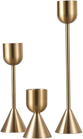 3Pcs/Set Metal Candle Holders Long Pillar Simple Golden Wedding Decoration Bar Party Living Room Decor Home Decor Candlestick(Gold) in Saudi Arabia