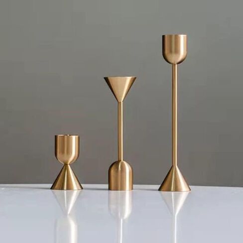 3Pcs/Set Metal Candle Holders Long Pillar Simple Golden Wedding Decoration Bar Party Living Room Decor Home Decor Candlestick(Gold) in Saudi Arabia