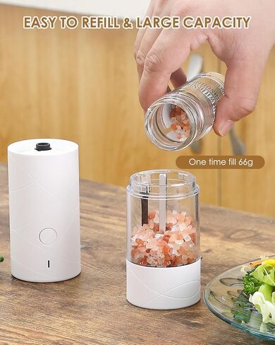 Electric Salt And Pepper Grinder, Automatic Salt And Pepper Shaker, USB Rechargeable, Pepper Mill Grinder with Adjustable Coarseness, LED Light, Refillable, Large Capacity, Kitchen Gadget (Black) in Saudi Arabia