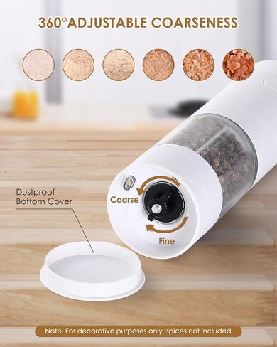 Electric Salt And Pepper Grinder, Automatic Salt And Pepper Shaker, USB Rechargeable, Pepper Mill Grinder with Adjustable Coarseness, LED Light, Refillable, Large Capacity, Kitchen Gadget (Black) in Saudi Arabia