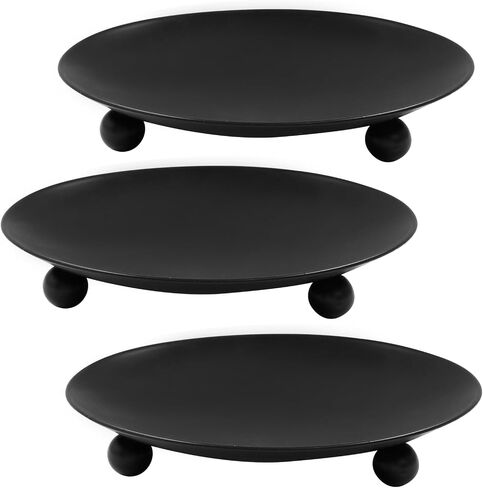 3Pcs Iron Plate Candle Holder Set,4.33 Inch Decorative Pedestal Candle Stands for Home & Wedding & Birthdays Parties (Gold) in Saudi Arabia