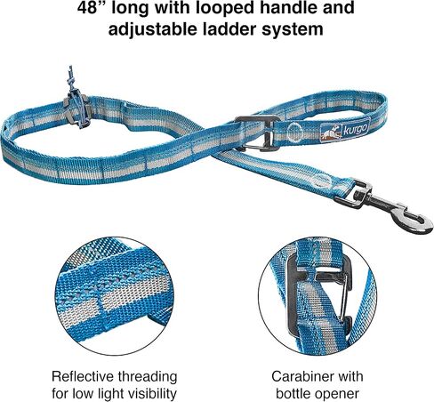 Kurgo Rsg Stub Leash for Dogs | Adjustable Dog Leash | Hands Free Dog Leash for Walking, Jogging, Or Running | Customizable Molle-Compatible Pet Lead | Training Handle | Web Keeper | Reflective | 48" in Saudi Arabia