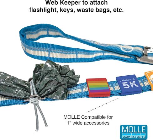 Kurgo Rsg Stub Leash for Dogs | Adjustable Dog Leash | Hands Free Dog Leash for Walking, Jogging, Or Running | Customizable Molle-Compatible Pet Lead | Training Handle | Web Keeper | Reflective | 48" in Saudi Arabia