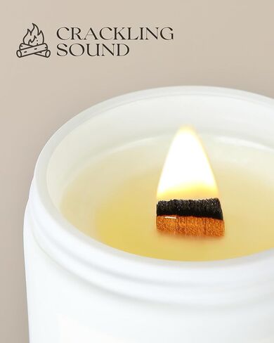 AOOVOO Scented Candles for Home Scented, Wood Wicked Candles Christmas Birthday Gifts for Women Mom Men, Natural Soy Candle | Vanilla Bean Candle, White Jar - 9oz in Saudi Arabia