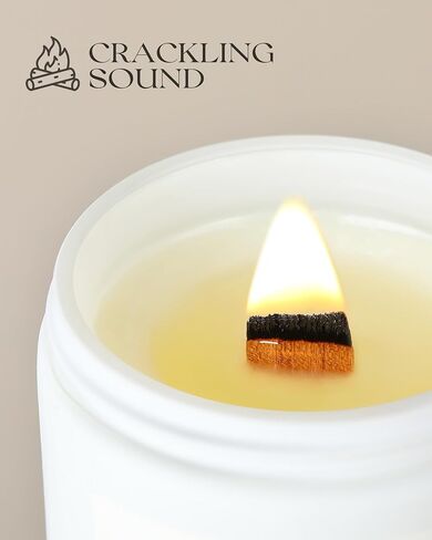 AOOVOO Scented Candles for Home Scented, Wood Wicked Candles Christmas Birthday Gifts for Women Mom Men, Natural Soy Candle | Rose & Sandalwood Candle, White Jar - 9oz in Saudi Arabia
