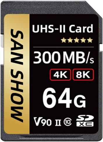 Professional V90 SD Card, SDXC UHS-II V90 Memory Card, Full-HD & 8K Video, Up to 300MB/s Read, for DSLR, Cinema-Quality Video Cameras (128GB) in Saudi Arabia