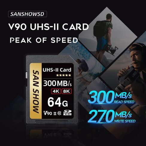 Professional V90 SD Card, SDXC UHS-II V90 Memory Card, Full-HD & 8K Video, Up to 300MB/s Read, for DSLR, Cinema-Quality Video Cameras (128GB) in Saudi Arabia